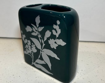 Vintage MCM Bathroom Toothbrush Holder Ceramic Teal