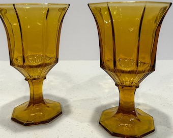 Vintage Amber Glass Goblet Set by Independence