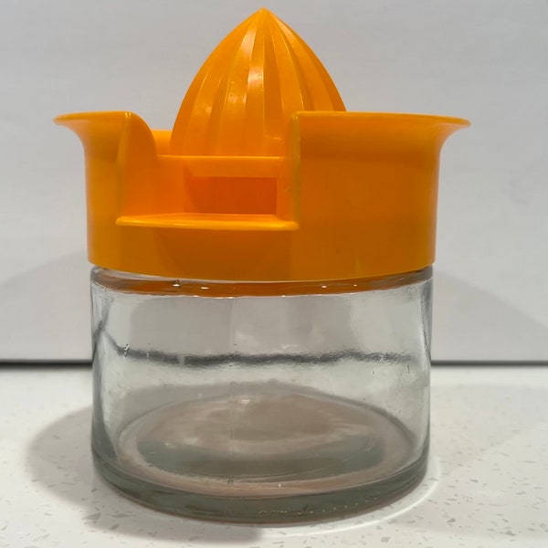 Vintage Glass & Plastic Juicer with Container Orange Retro Mod