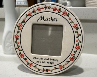 Vintage Ceramic Porcelain Round Mothers Day Photo Frame by Russ