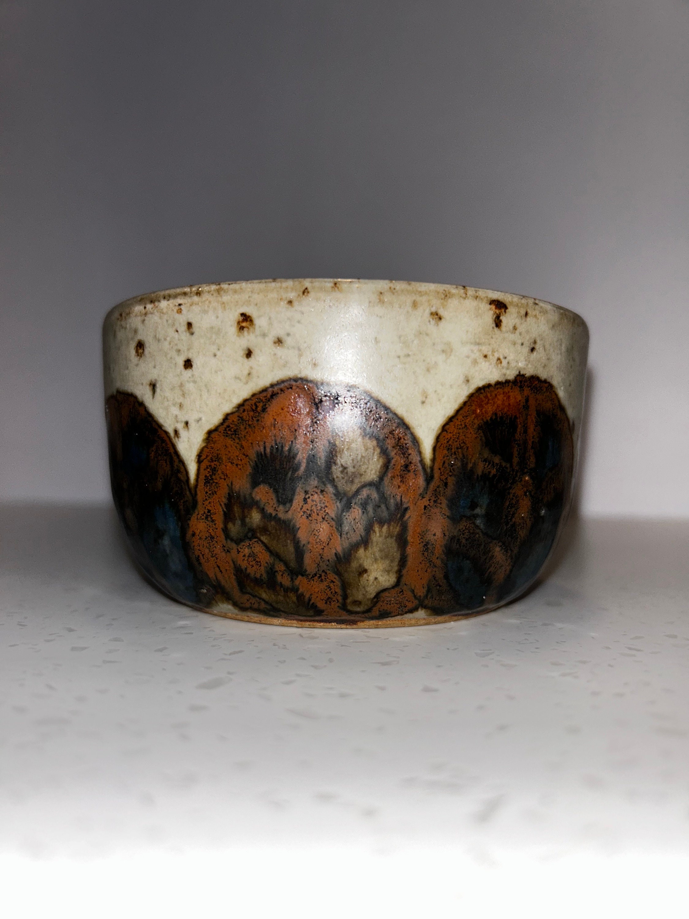 Peace Sign Pottery Vintage Stoneware Studio Pottery Hand Painted Peace Sign Glaze Dish ...