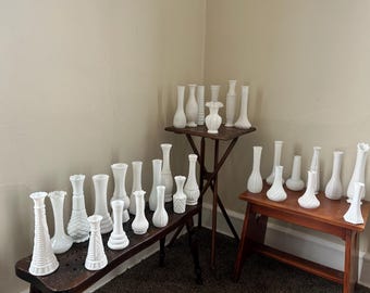 Vintage White Milk Glass Bud Vase for Flower Arrangements