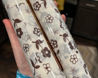 Vintage 1970s Brown Floral Rubbermaid Reusable Shelf Liner. 10 Feet in Total.