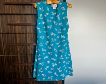 Vintage Plaid Blues Square Neck Shift Tank Dress Size Medium Faded Glory Zipper Back Etsy