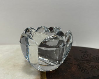 Vintage Shiny Glass Crystal Flower Candle Holder