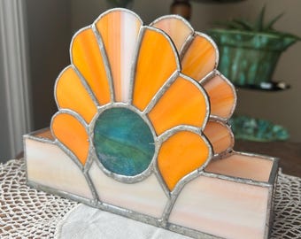 Vintage Stained Glass Seashell Napkin Holder