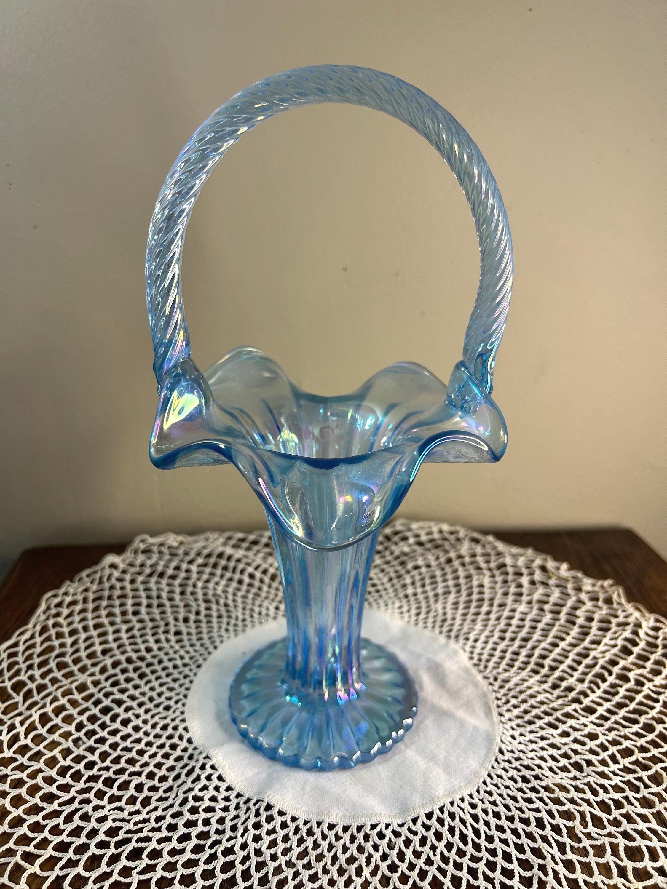 Fenton Blue Basket - Etsy