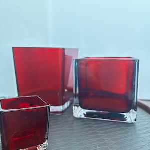 Vintage Ruby Red Glass Vase / Candle Holder image 5