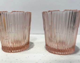 2 Vintage Pink Glass Votive Candle Holders by WNS Taiwan