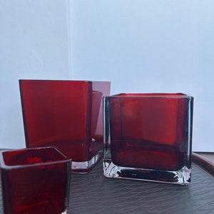 Vintage Ruby Red Glass Vase / Candle Holder