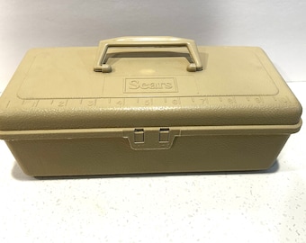 Vintage Sears Plastic Beige Tool Tackle Box