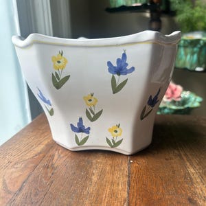 Vintage Marshall Fields 6” Square Planter Pot Hand Painted in Italy