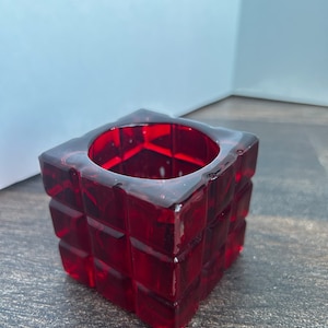 Vintage Ruby Red Glass Vase / Candle Holder image 2