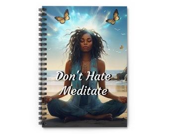 Spiral Notebook - Ruled Line, Black Goddess Meditating on Beach