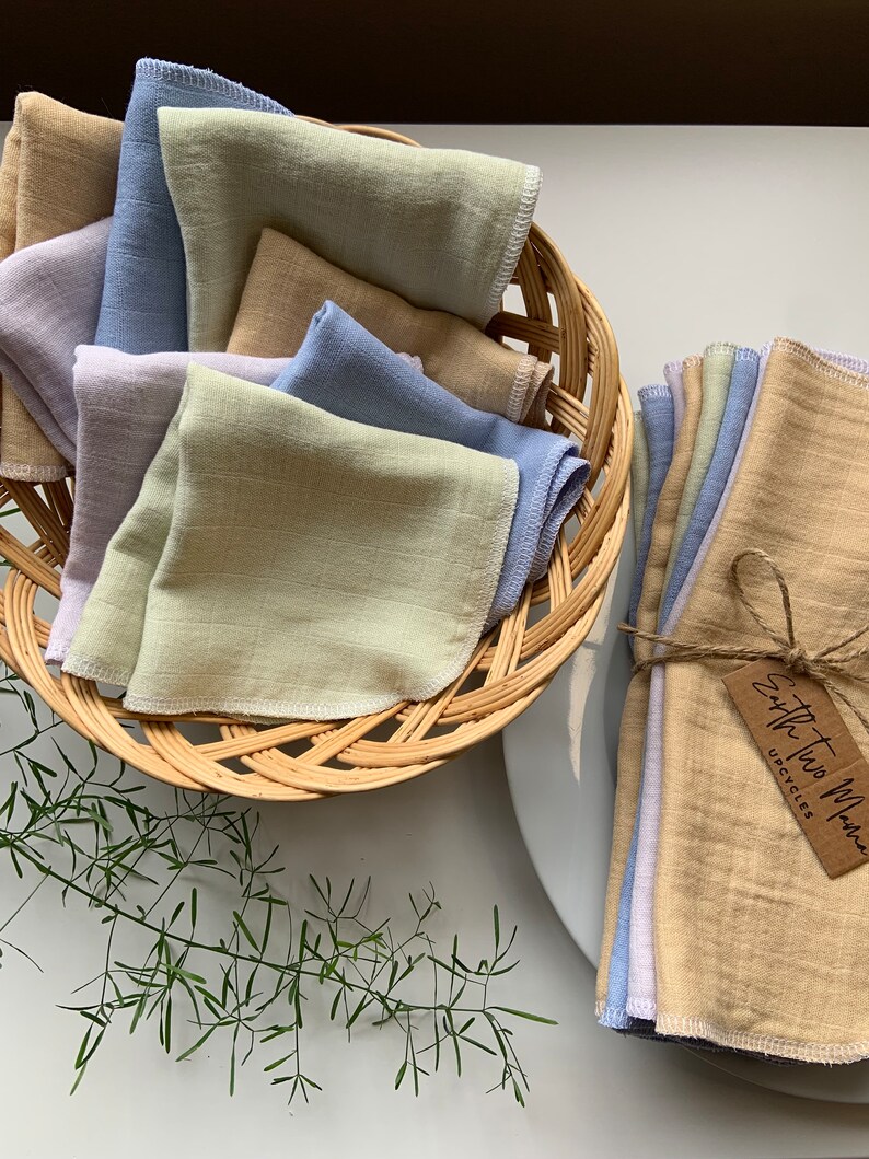 Upcycled Reusable Napkins Bamboo/cotton Recycled Napkins Etsy