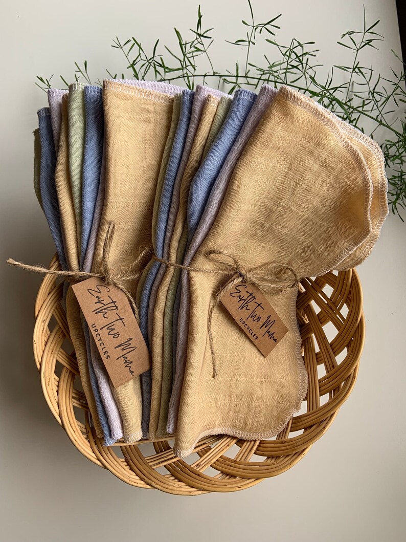 Upcycled Reusable Napkins Bamboo/cotton Recycled Napkins Etsy