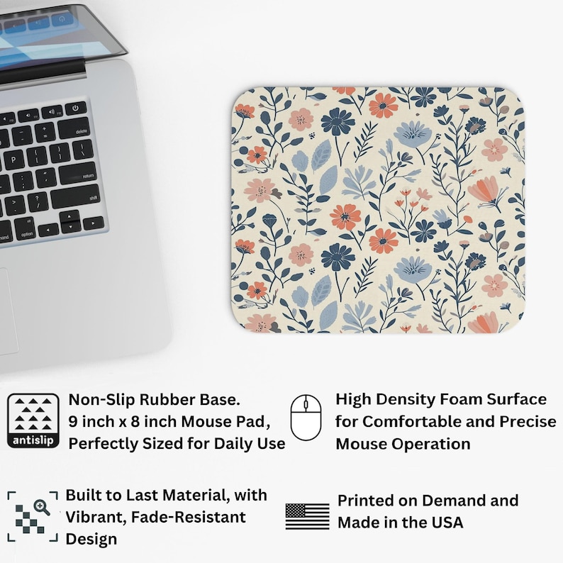 Wildfowers Floral Mouse Pad Gift Mat Square Non-Slip Floral Garden Scandinavian Rectangle Gaming Office Desk Laptop Mousepad image 2