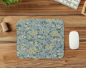 William Morris Botanical Mouse Pad Gift Mat Square Non-Slip Jasmine Plant Leaves Cottage Rectangle Gaming Office Desk Laptop Mousepad