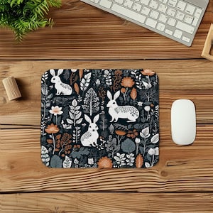 Bunny Rabbits Mouse Pad Gift Mat Square Non-Slip Rubber Base Scandinavian Rectangle Gaming Office Desk Laptop Mousepad