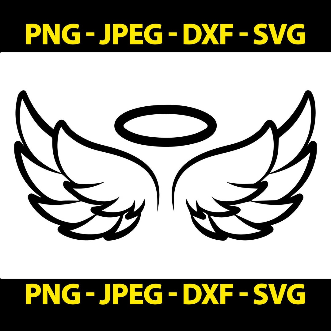 Angel Wings and Halo SVG Angle Wings Svg Clip Art Cut File Etsy UK