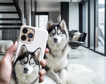 Funda para móvil personalizada con retrato de mascota, foto de perro, para iPhone y Galaxy