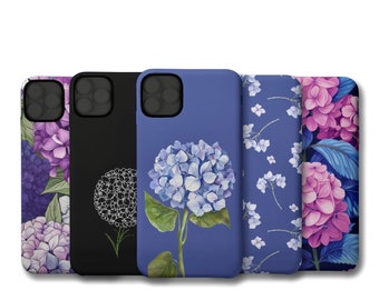 Funda para teléfono con estampado floral de hortensias / Arte botánico, protección de doble capa.