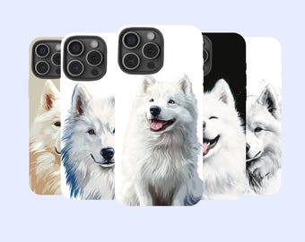 Funda resistente para teléfono con diseño de perro Samoyedo / Protección de doble capa
