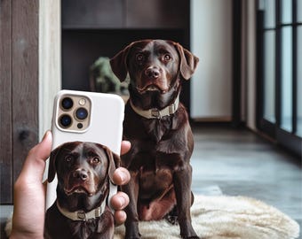Funda resistente para teléfono con retrato personalizado de mascota, foto personalizada de perro
