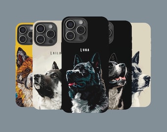 Funda para teléfono con diseño de perro Akita americano, doble capa protectora.