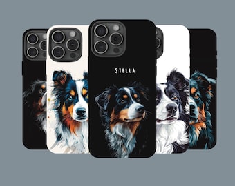 Funda resistente para teléfono con diseño de perro pastor australiano, personalizada.