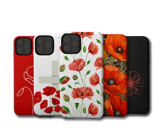 Fundas resistentes para teléfono con flores de amapola