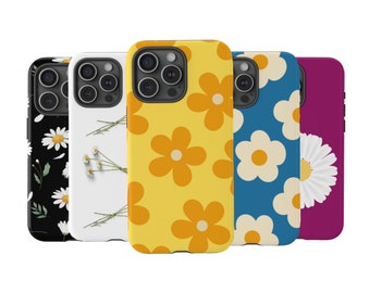 Funda para teléfono con estampado de margaritas / Doble capa, carga inalámbrica