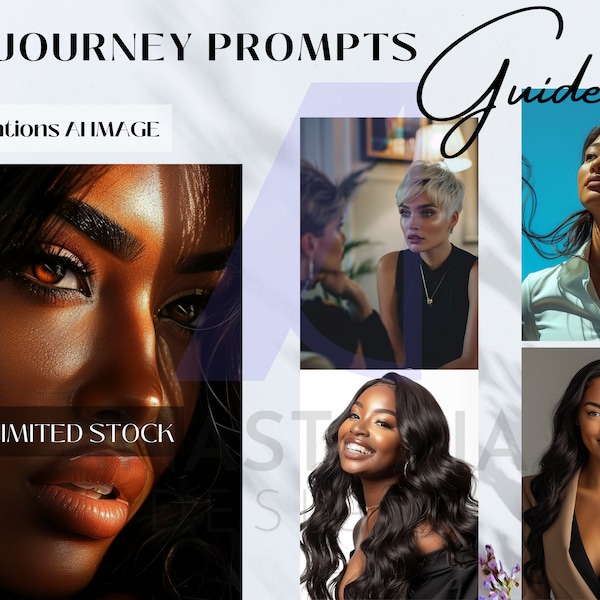 Midjourney Prompts for Crafting Sophisticated Images of Black Women , Prompt Guide AI Art in 15 Style, Women Stock Photography