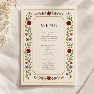 Hochzeitsmenukarte Vorlage, Herbstkarte für das Hochzeitsmenü, Herbsthochzeitskarte, 099