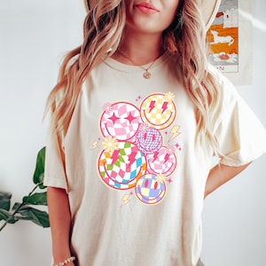 Trendy Checkered Smiley Face Tshirt, Checkered Smiley Face Shirt, Checkered Smile Face Sweatshirt, Gift For Her