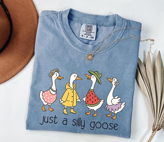 Comfort Colors Cute Just A Silly Goose T-Shirt, Cute Goose Shirt, Cute Girly Gift, Cute Women Shirt, Girly Summer Tee
