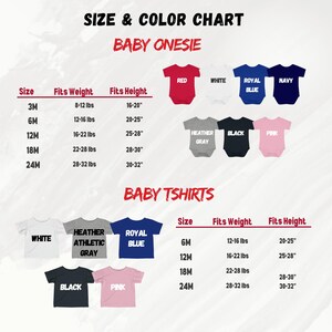 baby onesie sizes and color chart