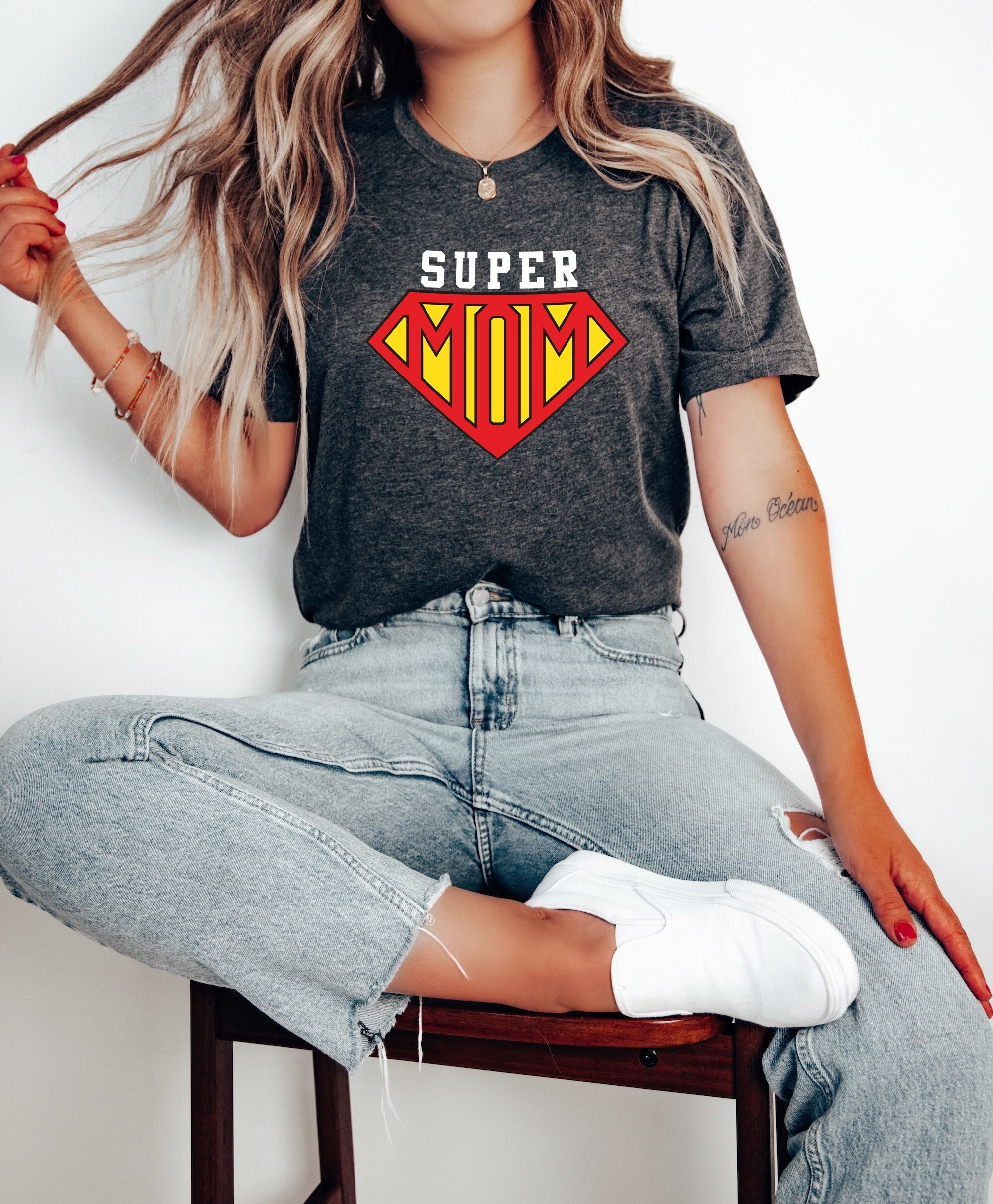 Supermom Damen T-Shirt Mit Wildblumen-Print – Lässiges Overshirt Für Schwangerschaft & Freizeit