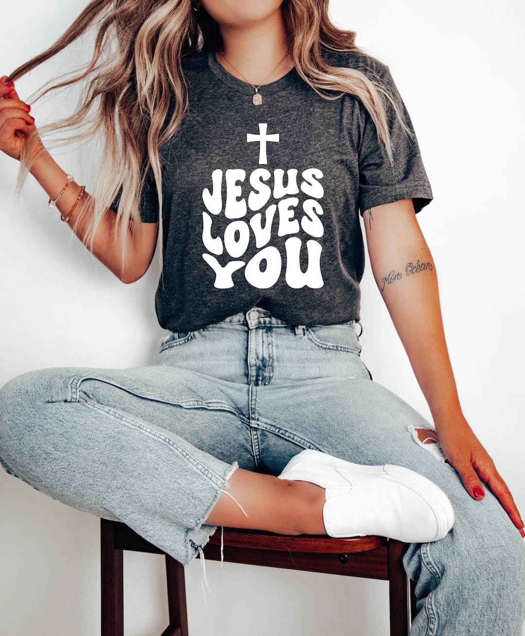 I love Jesus Women's Long Slub T-Shirt XS-5XL main image 0