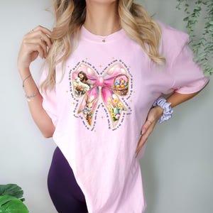 Pinky Bow Easter Religious Shirt, He Is Risen Easter Sweater, Trendy He Is Risen Tee, Religious Women Easter Tee, Christian Easter Gift