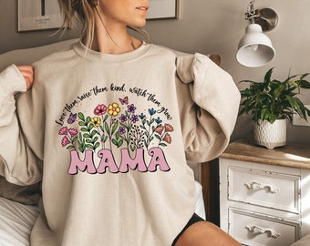 Love Them Boho Floral Mama Sweatshirt, Boho Floral Mama Shirt, Trendy Mother Gift, Mother Day Gift