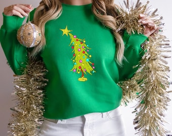 Popular Christmas Tree Sweatshirt, Cute Christmas Tree Xmas Sweater, Christmas Tree T-Shirt, Xmas Women Gift, Xmas Party Sweater