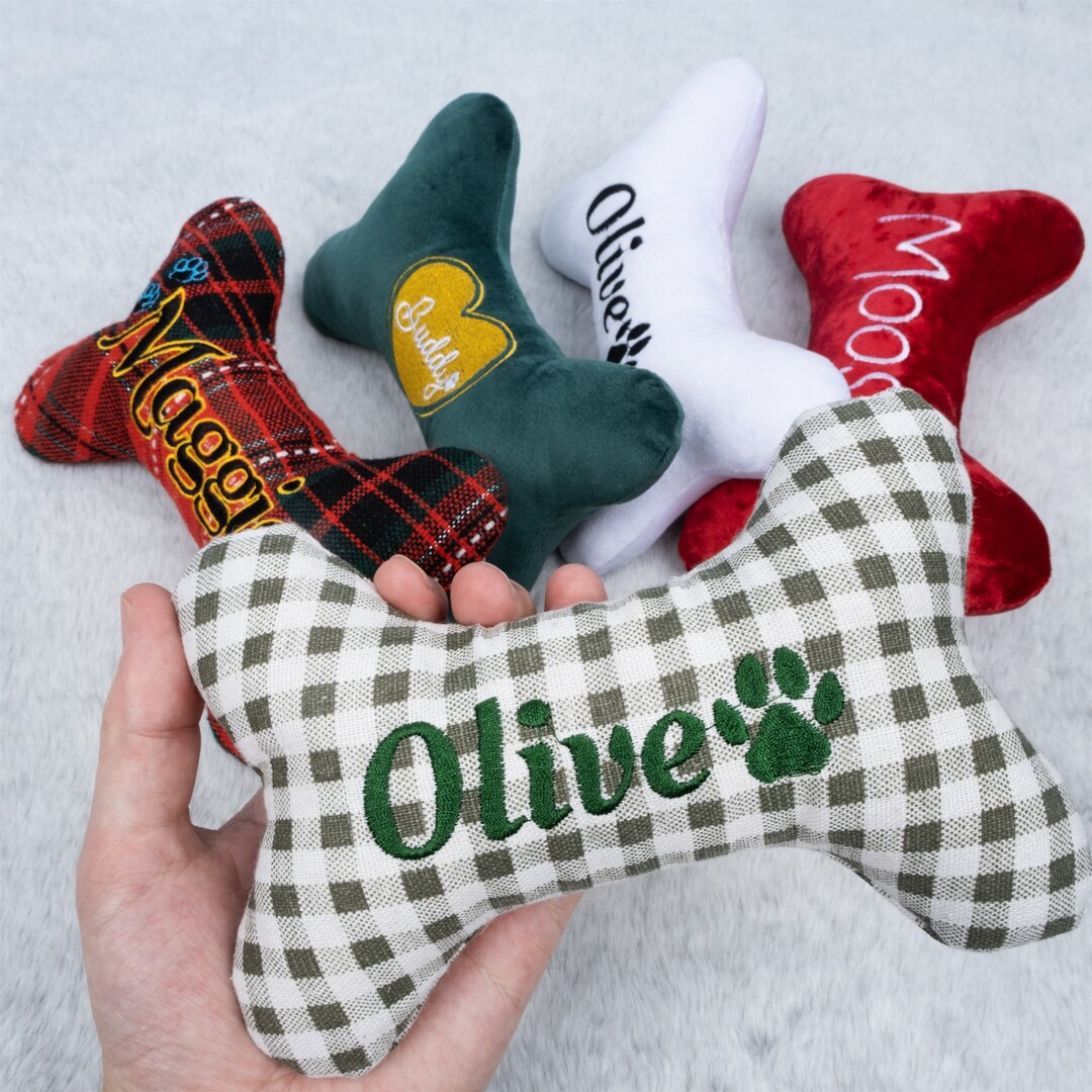 Personalized Dog Toy With Name Embroidered Pet Toy for Puppy Bone Toy
