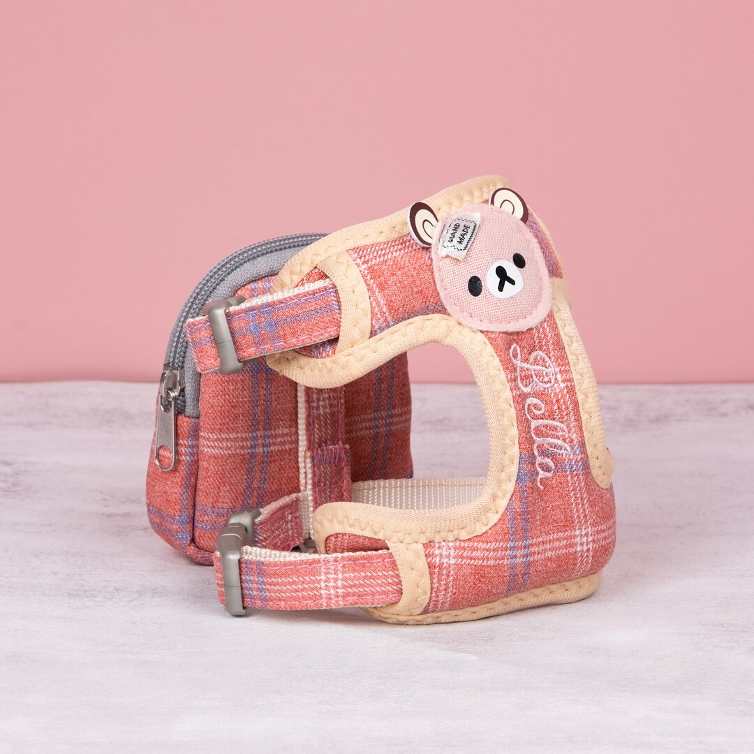 Personalized Pet Harness With Backpack Embroidered Pet Name Harness for Dog Harness Girl Puppy