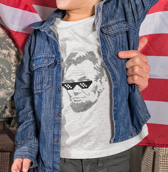 T-shirt Patriotique USA Abraham Lincoln - 4th Of July - Coton - Fait Main Aux États-Unis