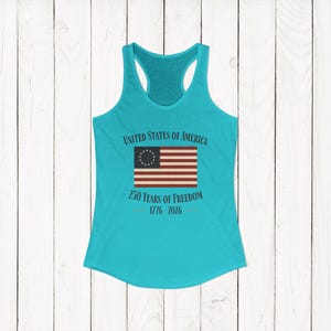 United States of America 250 Years of Freedom Racerback Tank | Spring Break Tank Top | Patriotic Womens Shirt | America 250 Tank Top