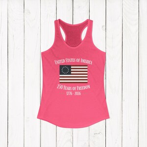 United States of America 250 Years of Freedom Racerback Tank | Spring Break Tank Top | Patriotic Womens Shirt | America 250 Tank Top