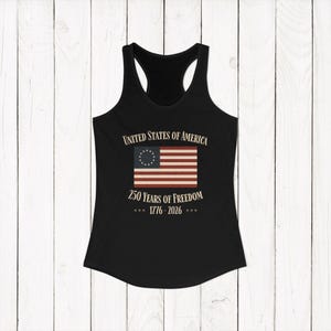 United States of America 250 Years of Freedom Racerback Tank | Spring Break Tank Top | Patriotic Womens Shirt | America 250 Tank Top