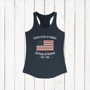 United States of America 250 Years of Freedom Racerback Tank | Spring Break Tank Top | Patriotic Womens Shirt | America 250 Tank Top