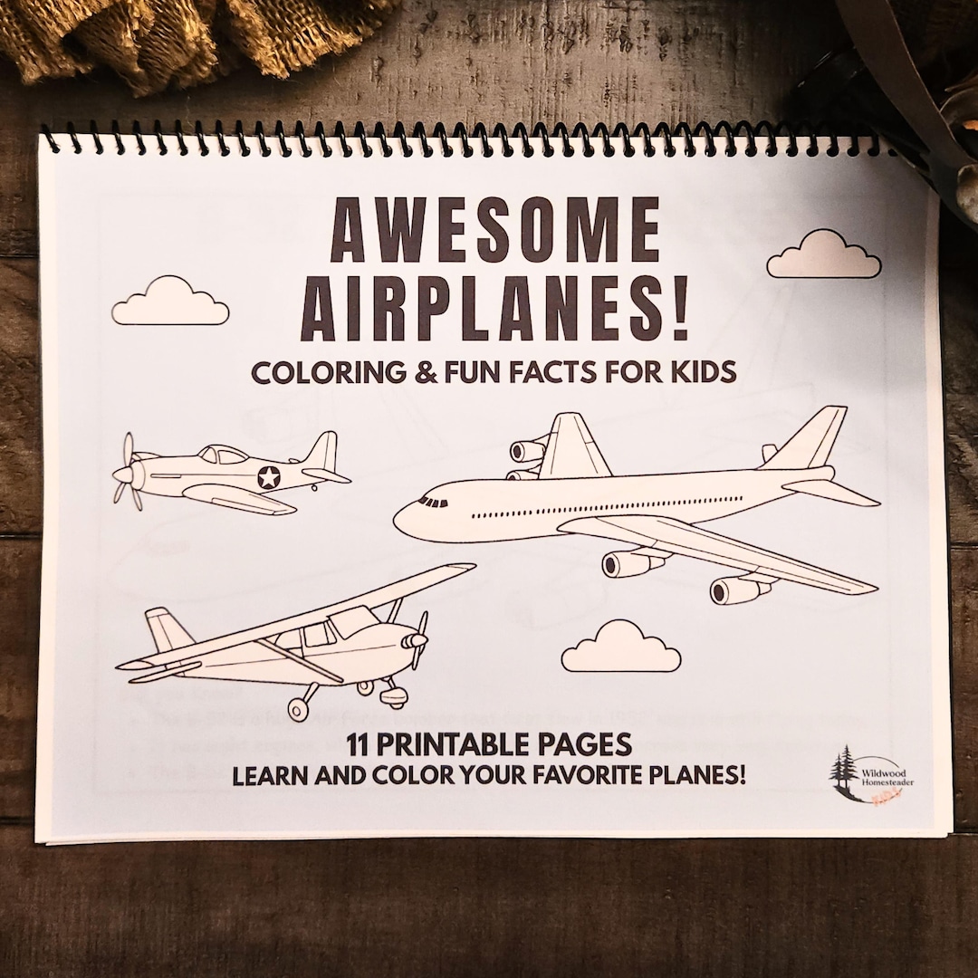 Awesome Airplanes Coloring Book for Kids | Printable PDF | 11 Pages ...